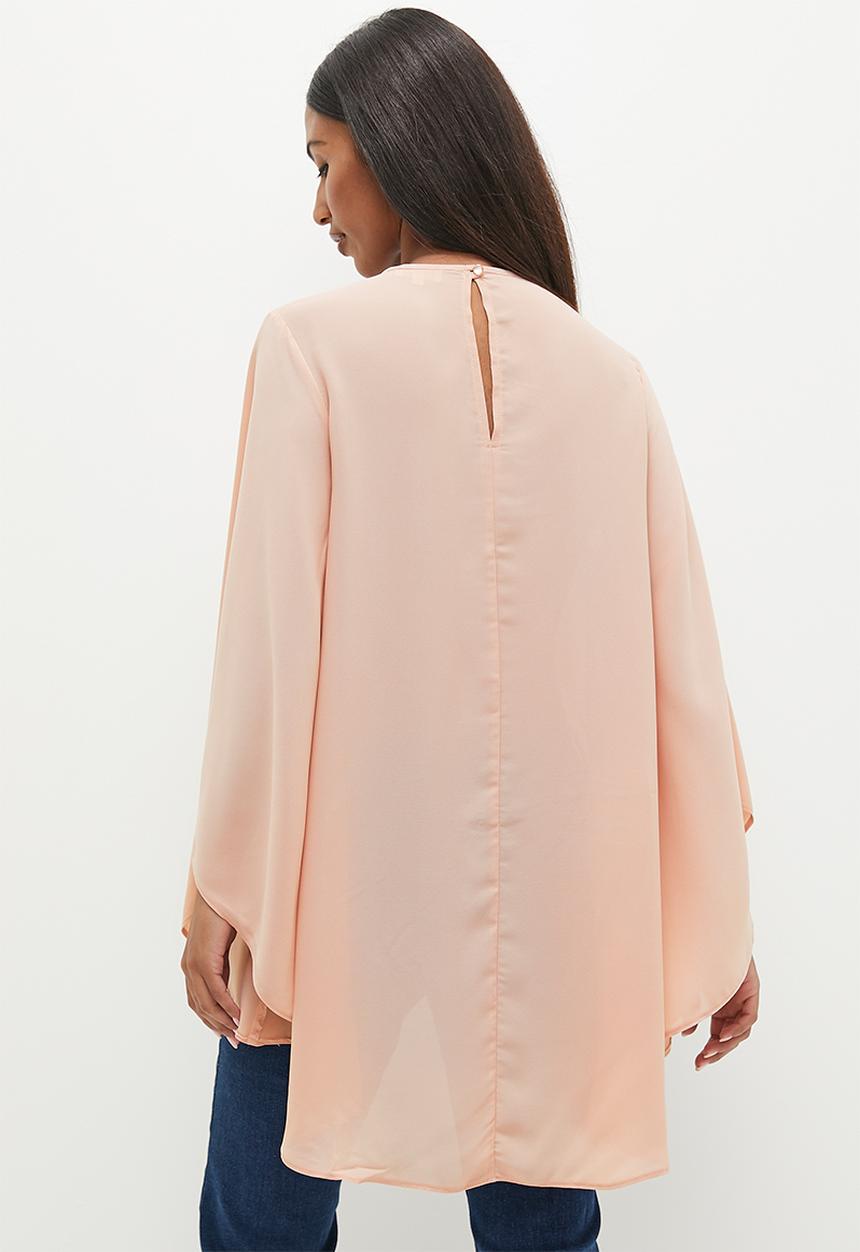 edit - Step hem cape blouse - dark natural 