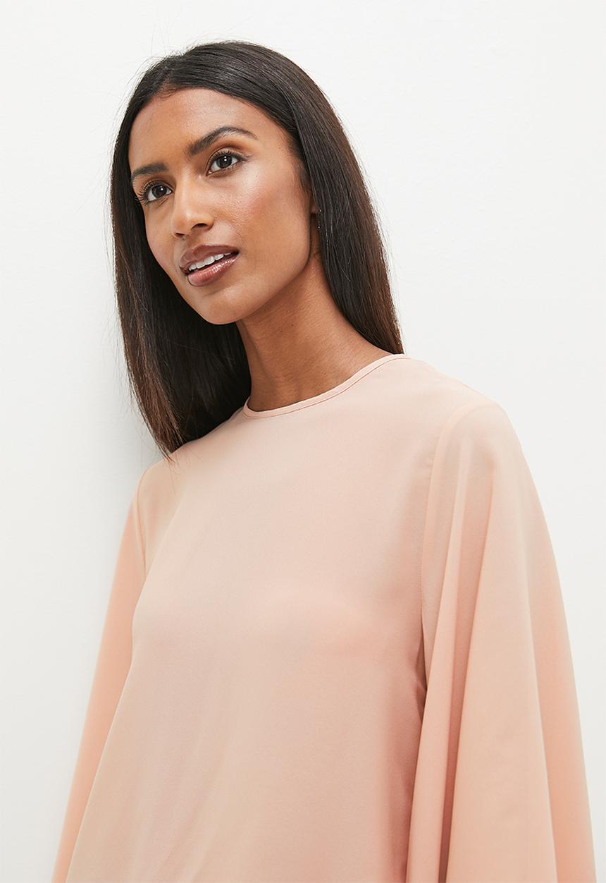 edit - Step hem cape blouse - dark natural 