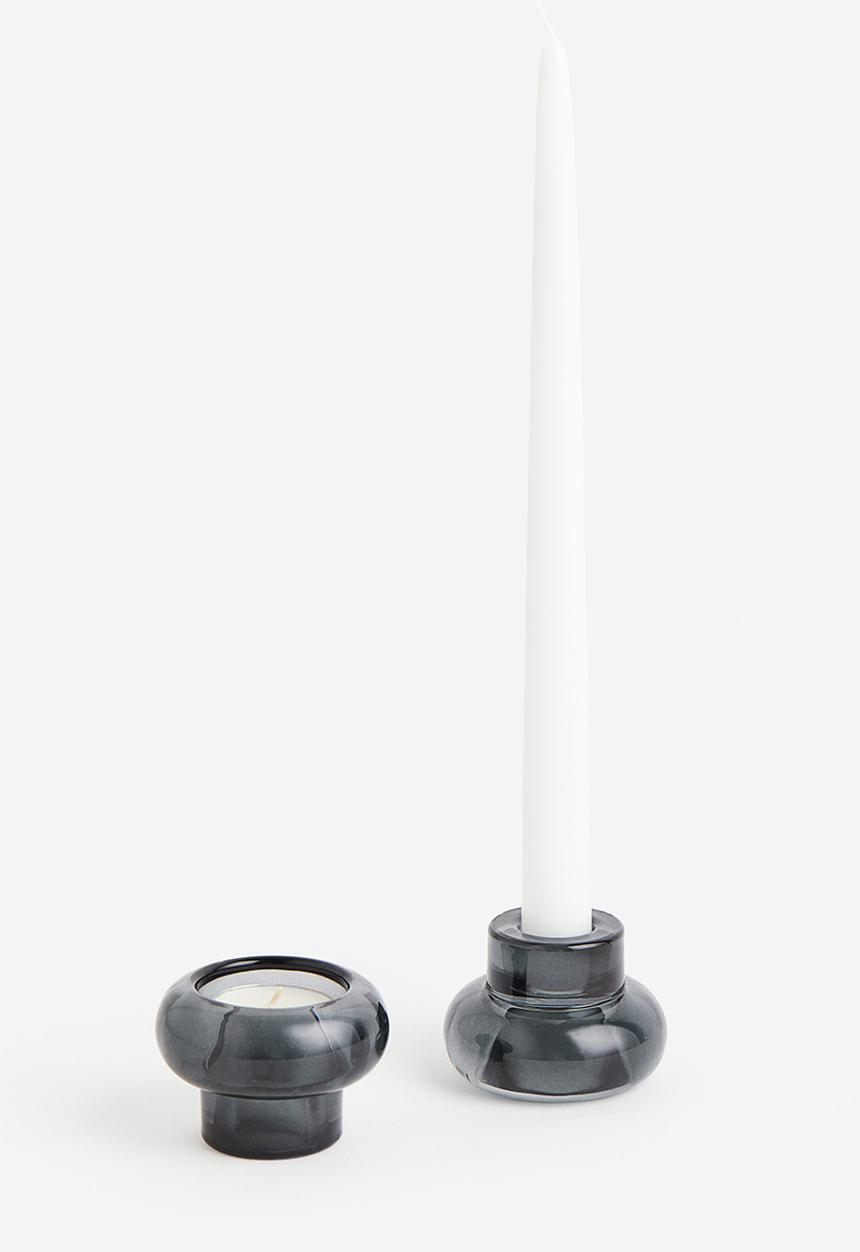 H&M - Glass candle holder - grey