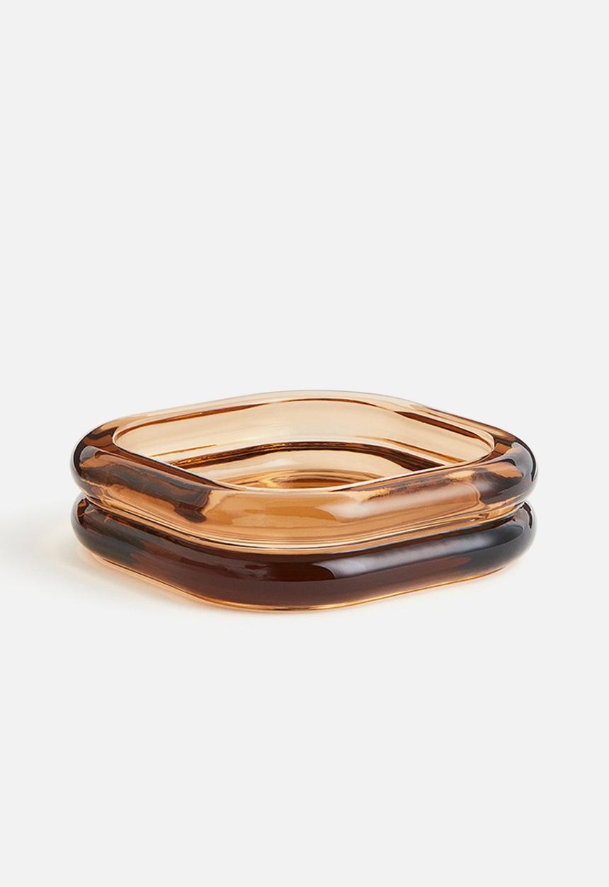 H&M - Glass tray - brown