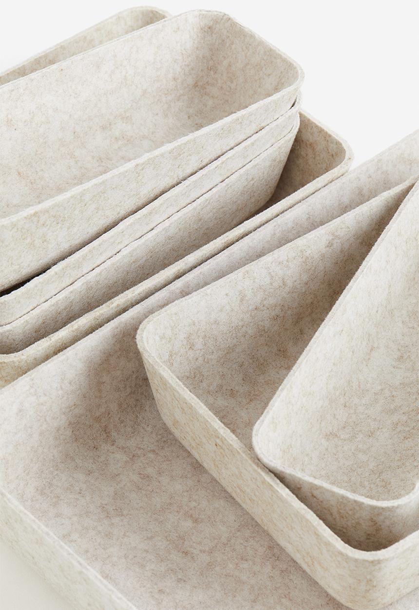 H&M - 7-piece felted storage basket set - white
