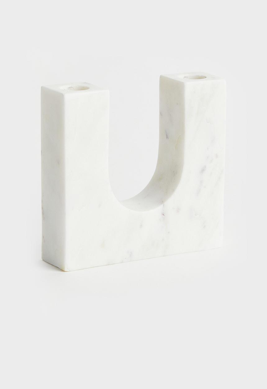 H&M - Marble candlestick - white
