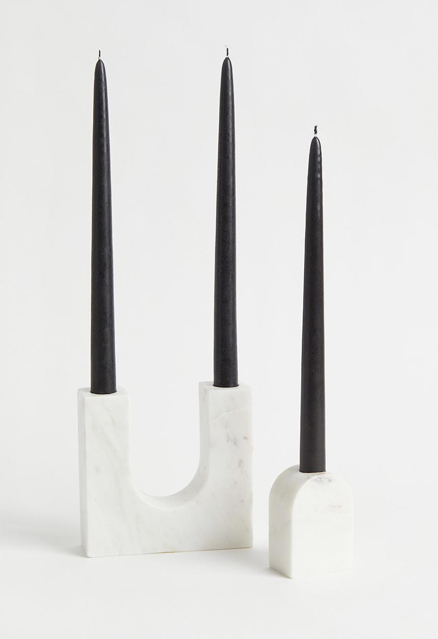 H&M - Marble candlestick - white