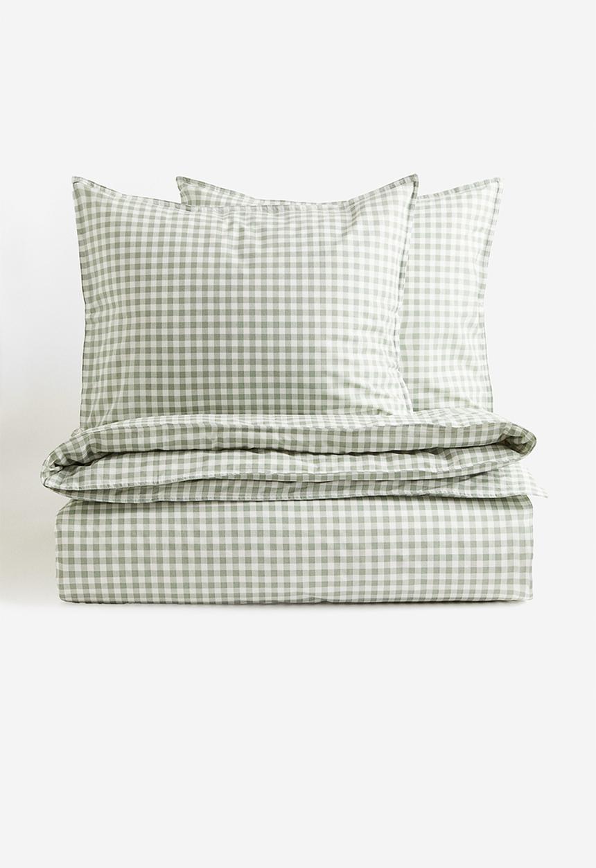 H&M - Patterned double/king size duvet cover set - green