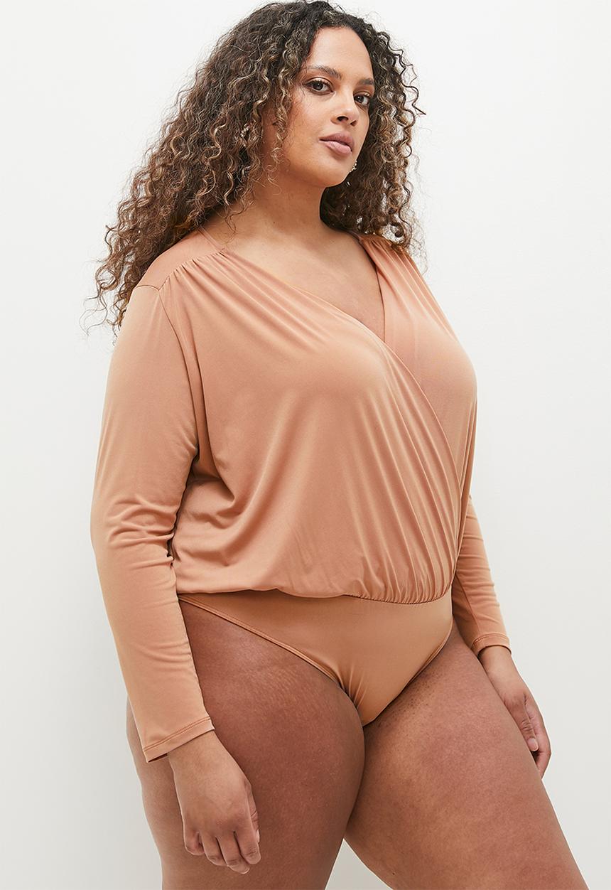MILLA - V bloson bodysuit plus - neutral 
