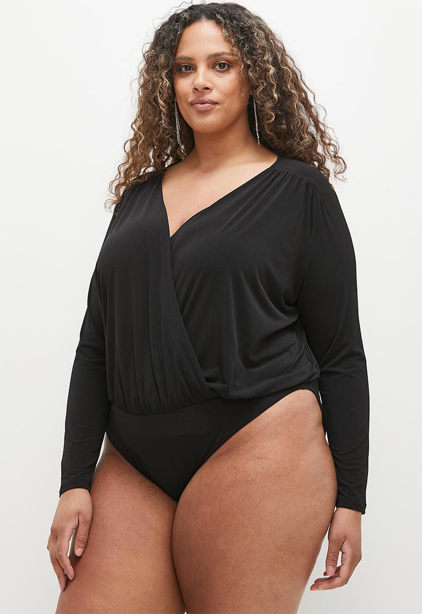 MILLA - V bloson bodysuit plus - black