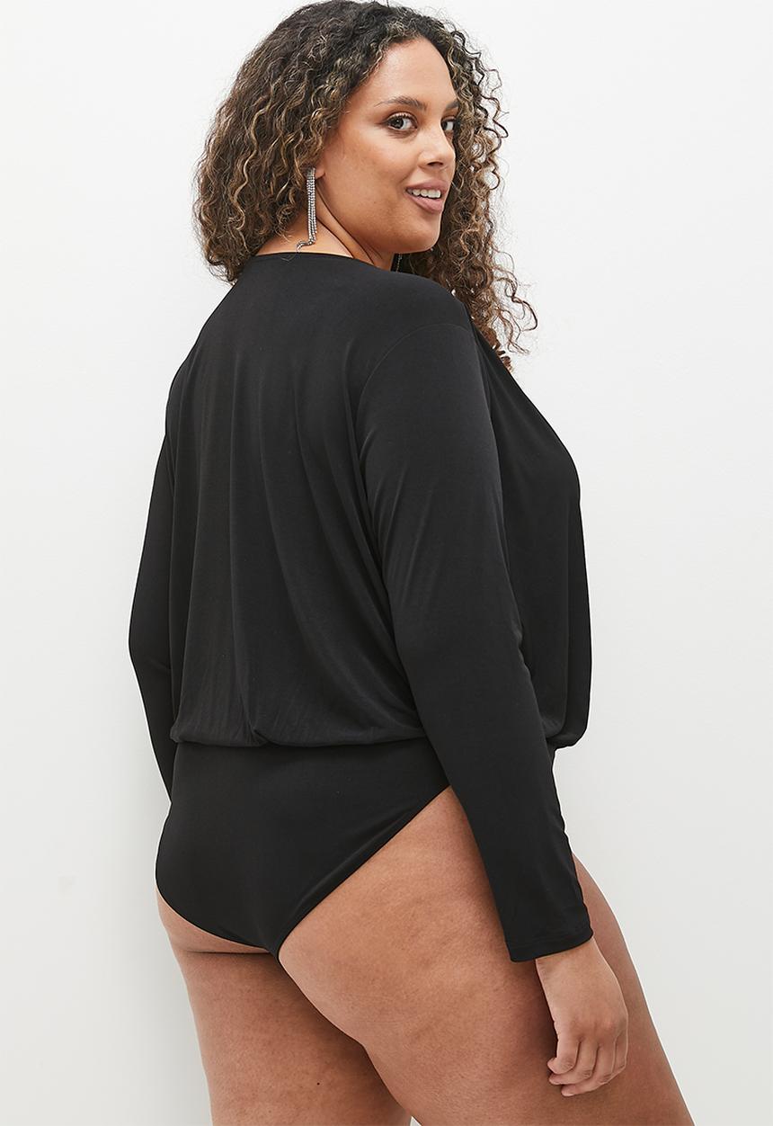MILLA - V bloson bodysuit plus - black