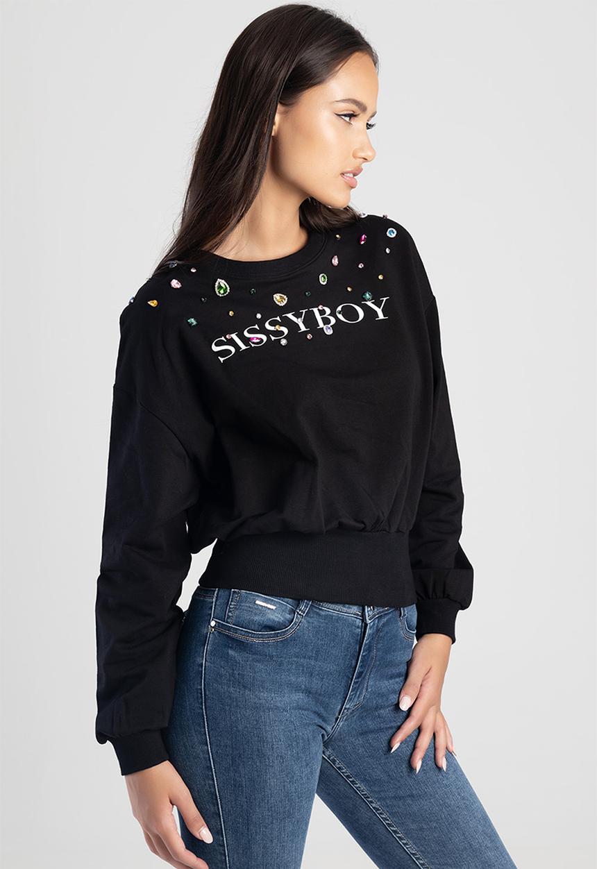 SISSY BOY - Logo Sweat Top With Colorful Bling - Black
