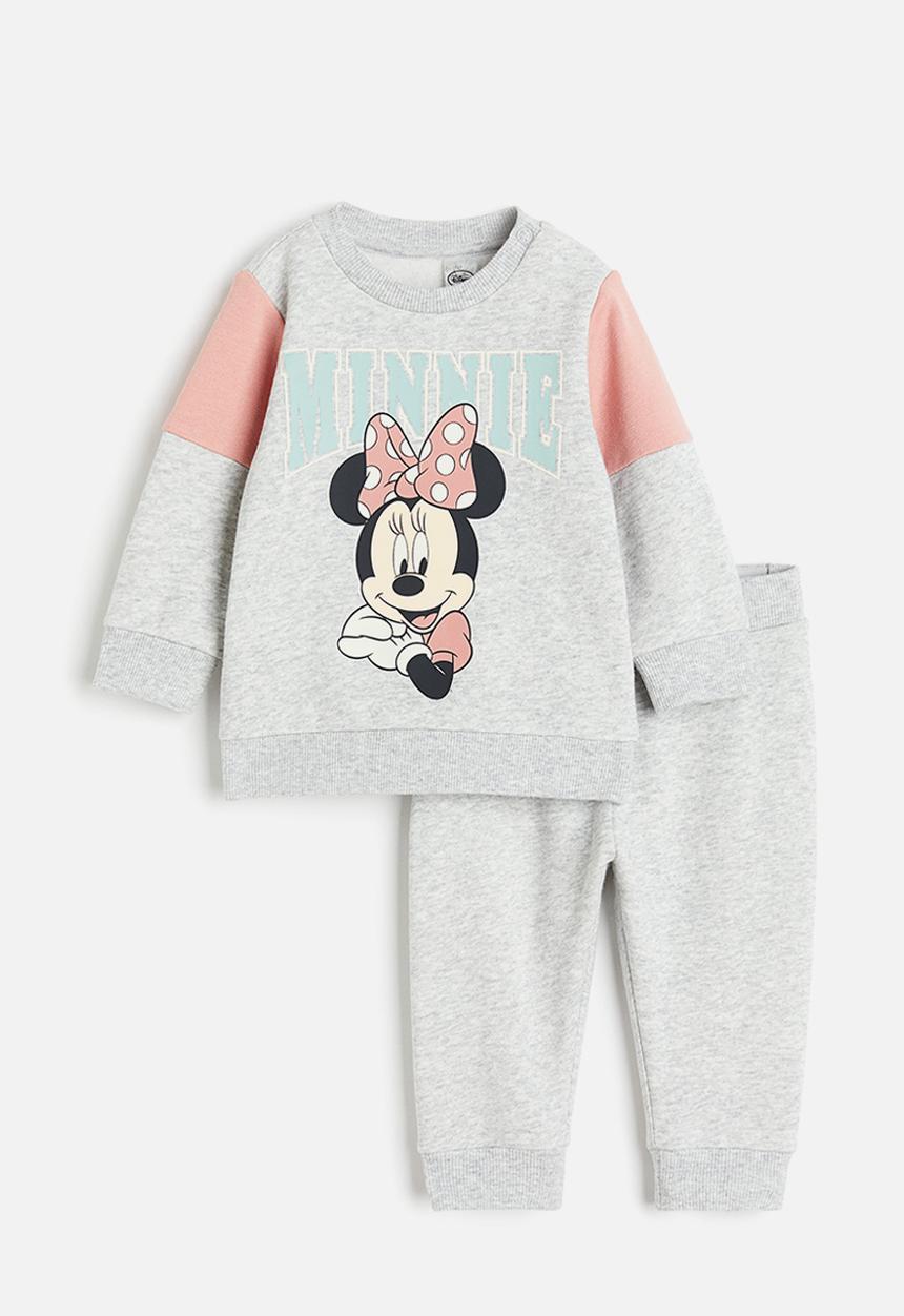 H&M - 2-Piece sweatshirt set - Light grey marle Minnie Mouse