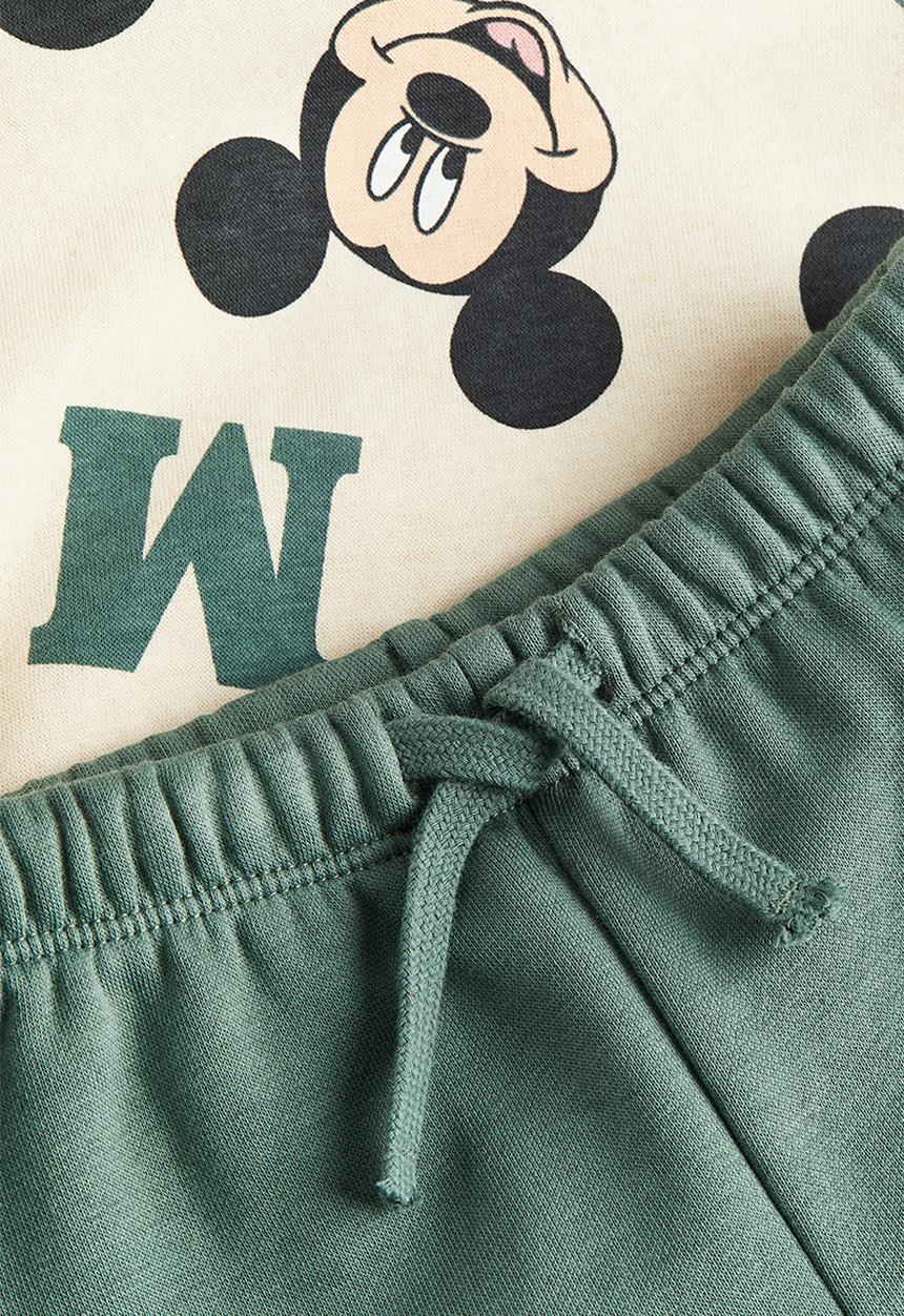 H&M - 2-Piece printed sweatshirt set - Green Mickey Mouse