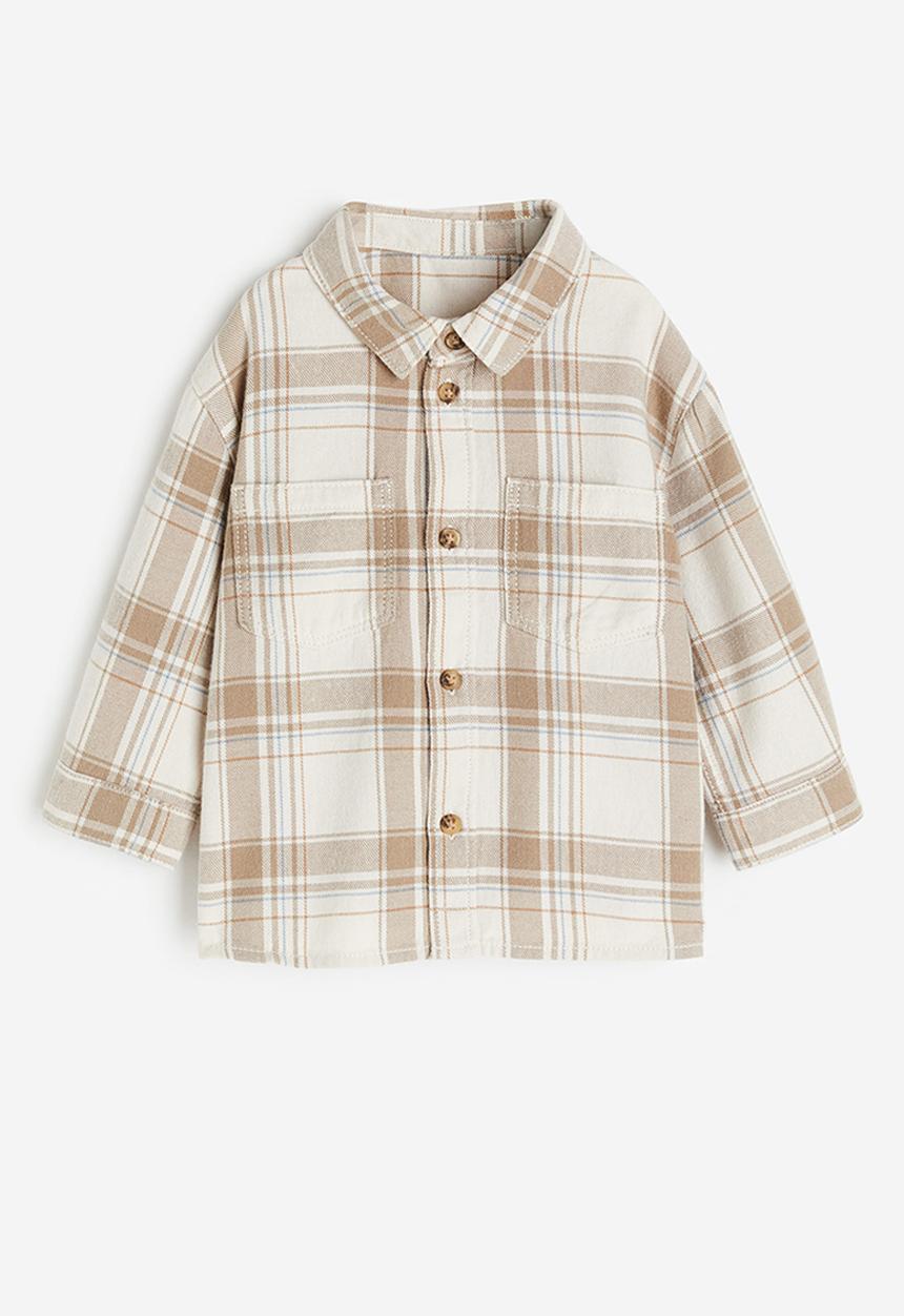 H&M - Cotton flannel shirt - Beige Check