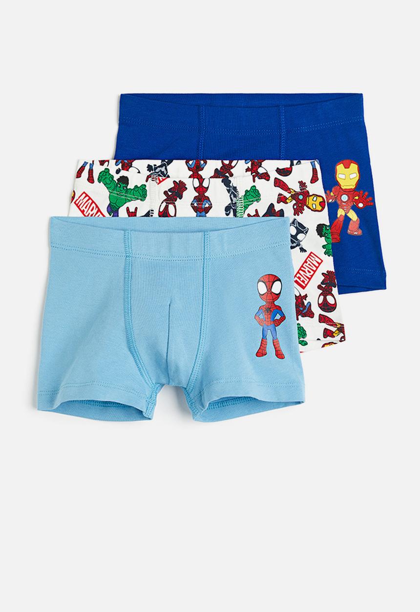 H&M - 3-Pack print-motif cotton boxer shorts - Light blue Marvel Comics