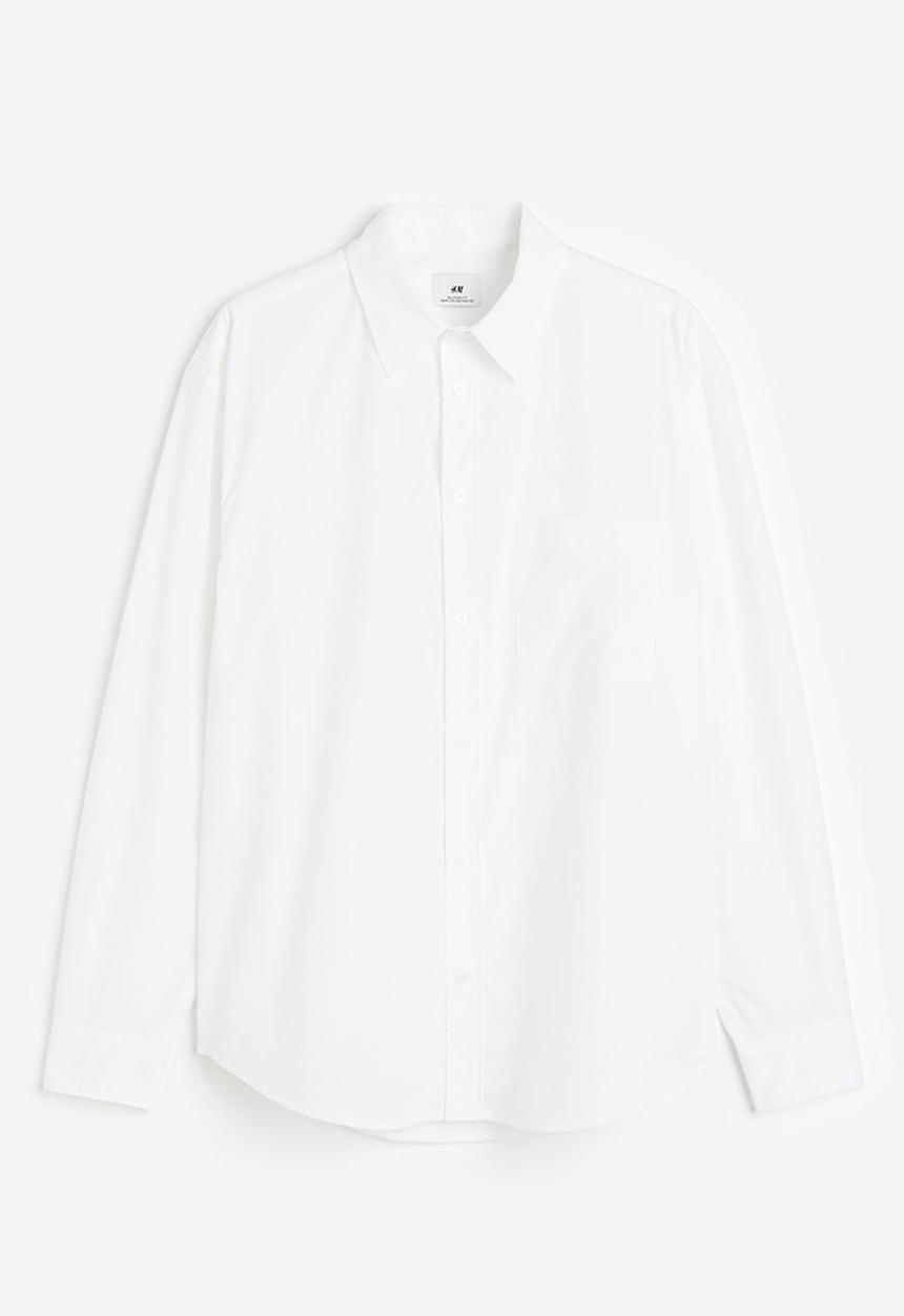 H&M - Relaxed fit poplin shirt - white