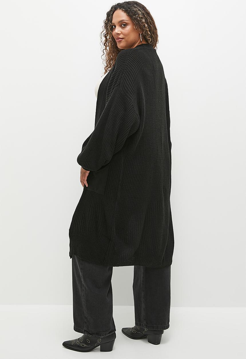 Glamorous - Plus Longer Length Cardigan - Black
