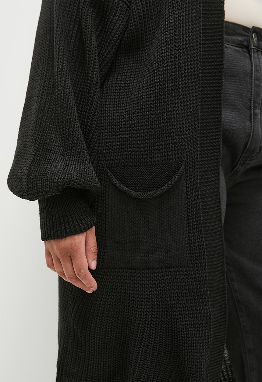 Glamorous - Plus Longer Length Cardigan - Black