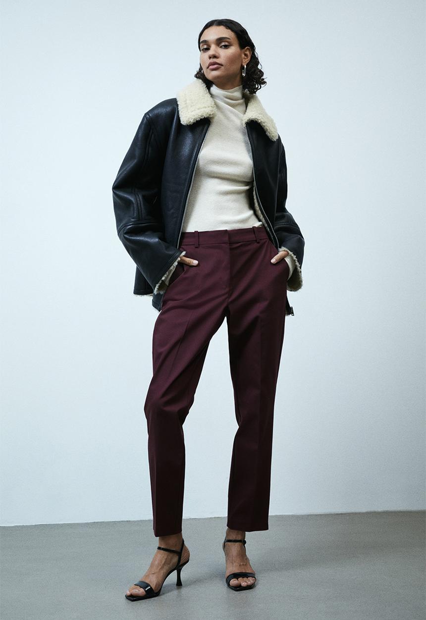 H&M - Cigarette trousers - burgundy