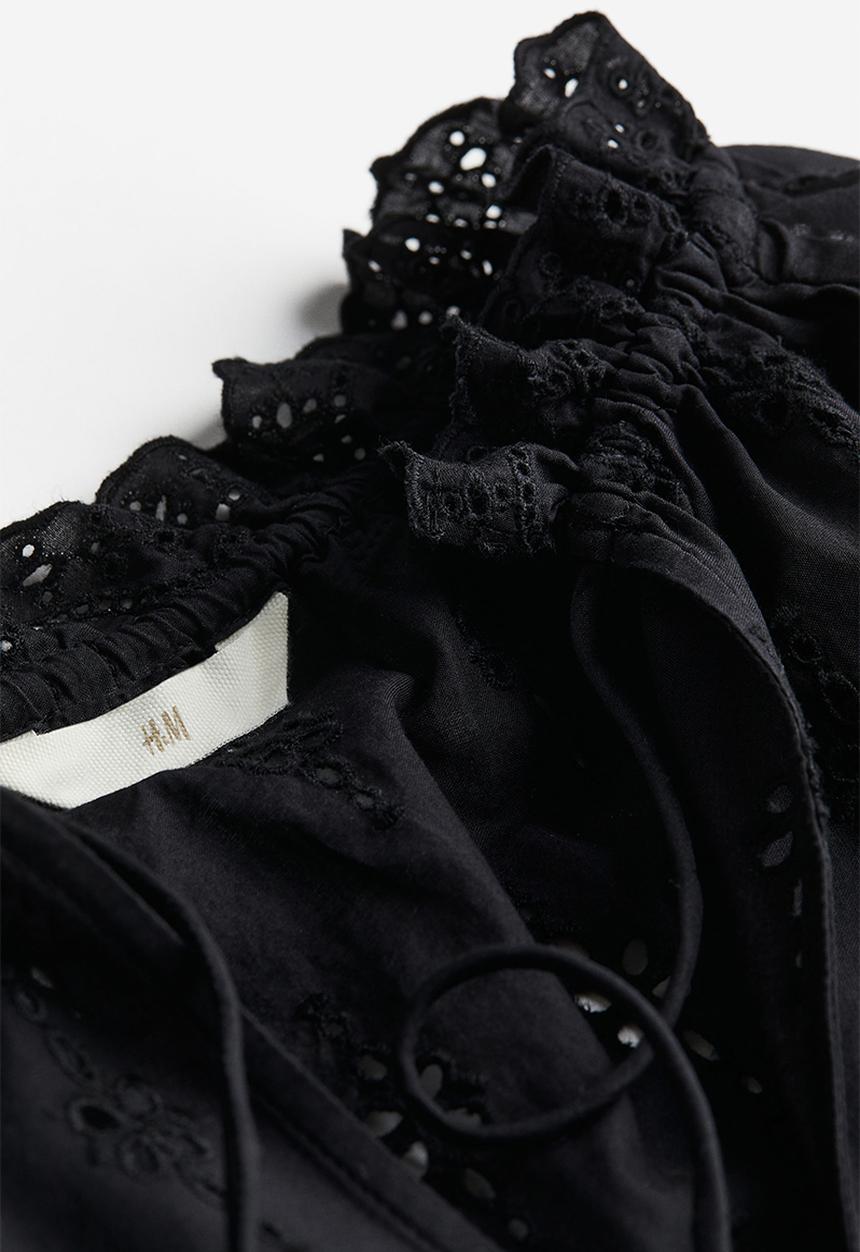 H&M - Broderie anglaise blouse - black