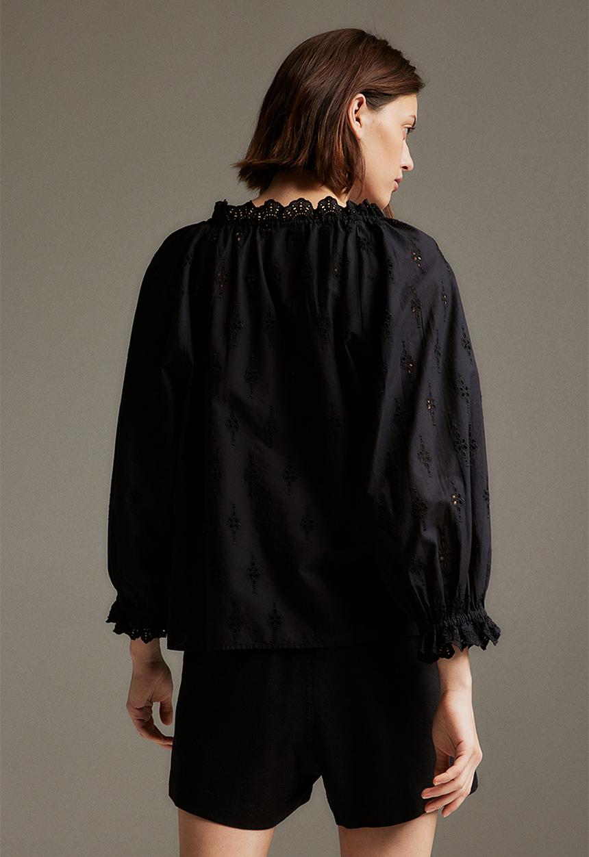 H&M - Broderie anglaise blouse - black