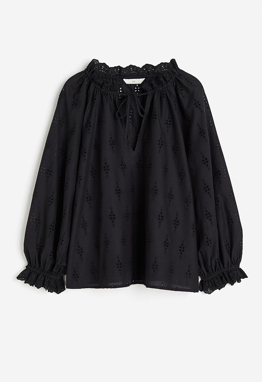 H&M - Broderie anglaise blouse - black