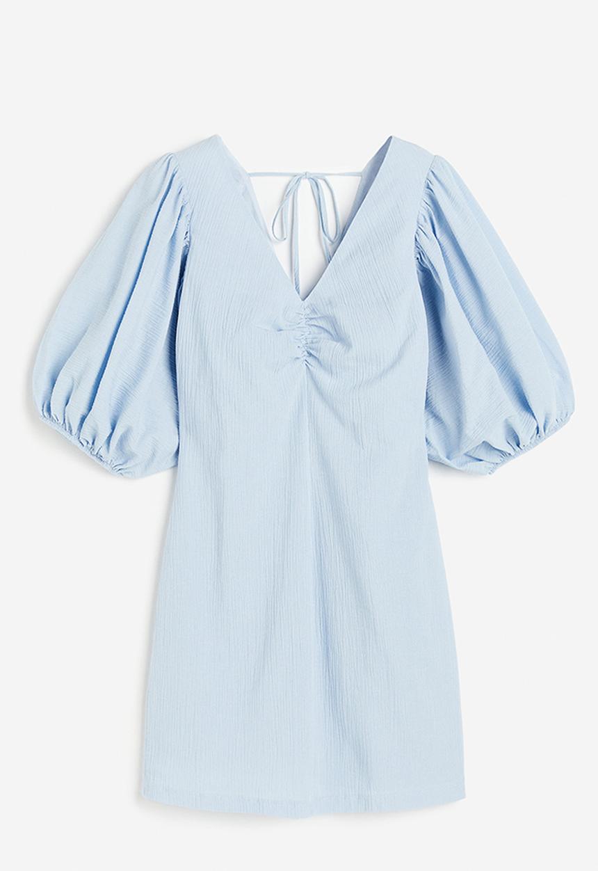 H&M - Balloon-sleeved crêpe dress - blue