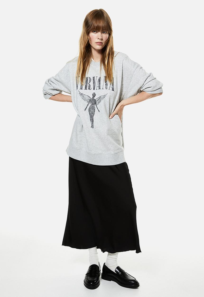 H&M - Oversized sweatshirt - Light grey marl Nirvana