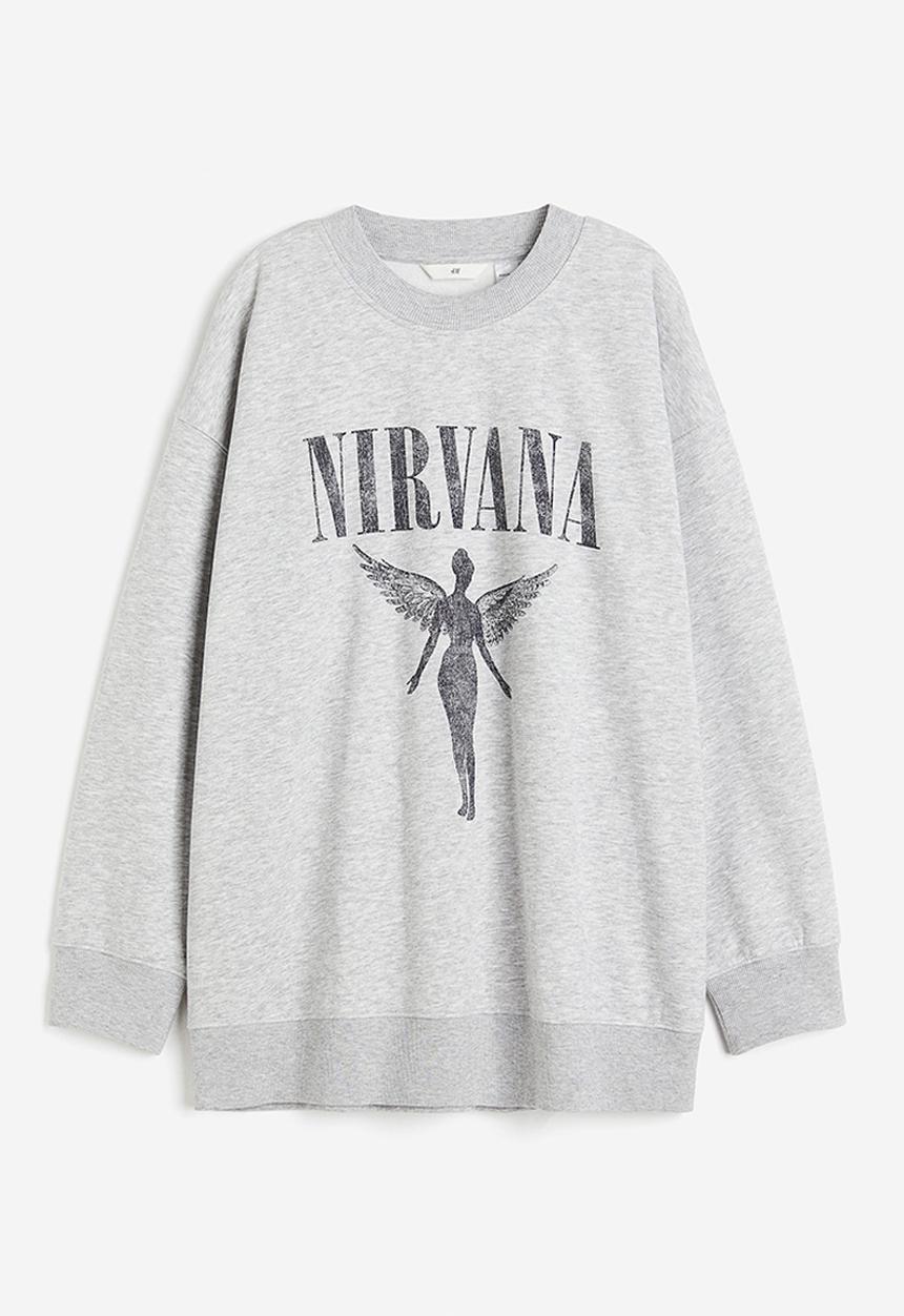 H&M - Oversized sweatshirt - Light grey marl Nirvana