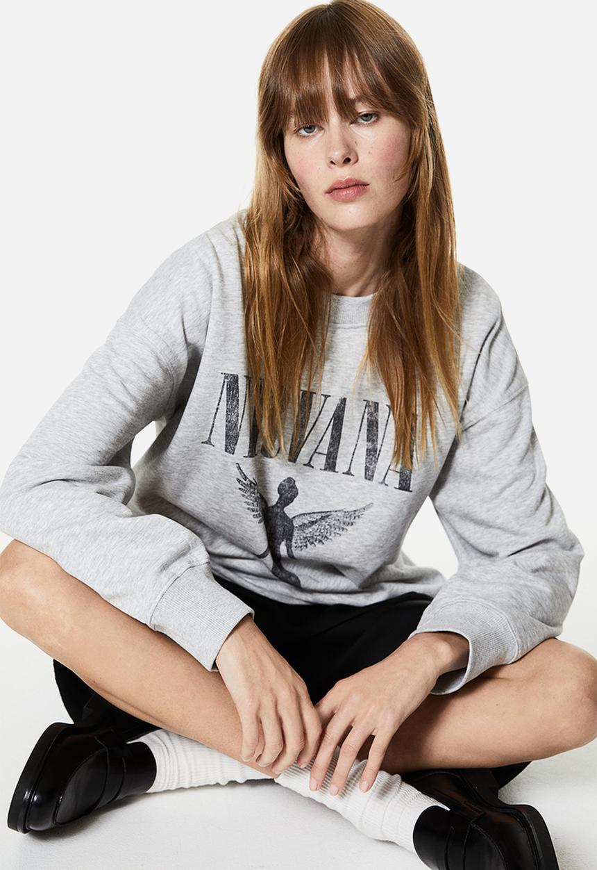 H&M - Oversized sweatshirt - Light grey marl Nirvana