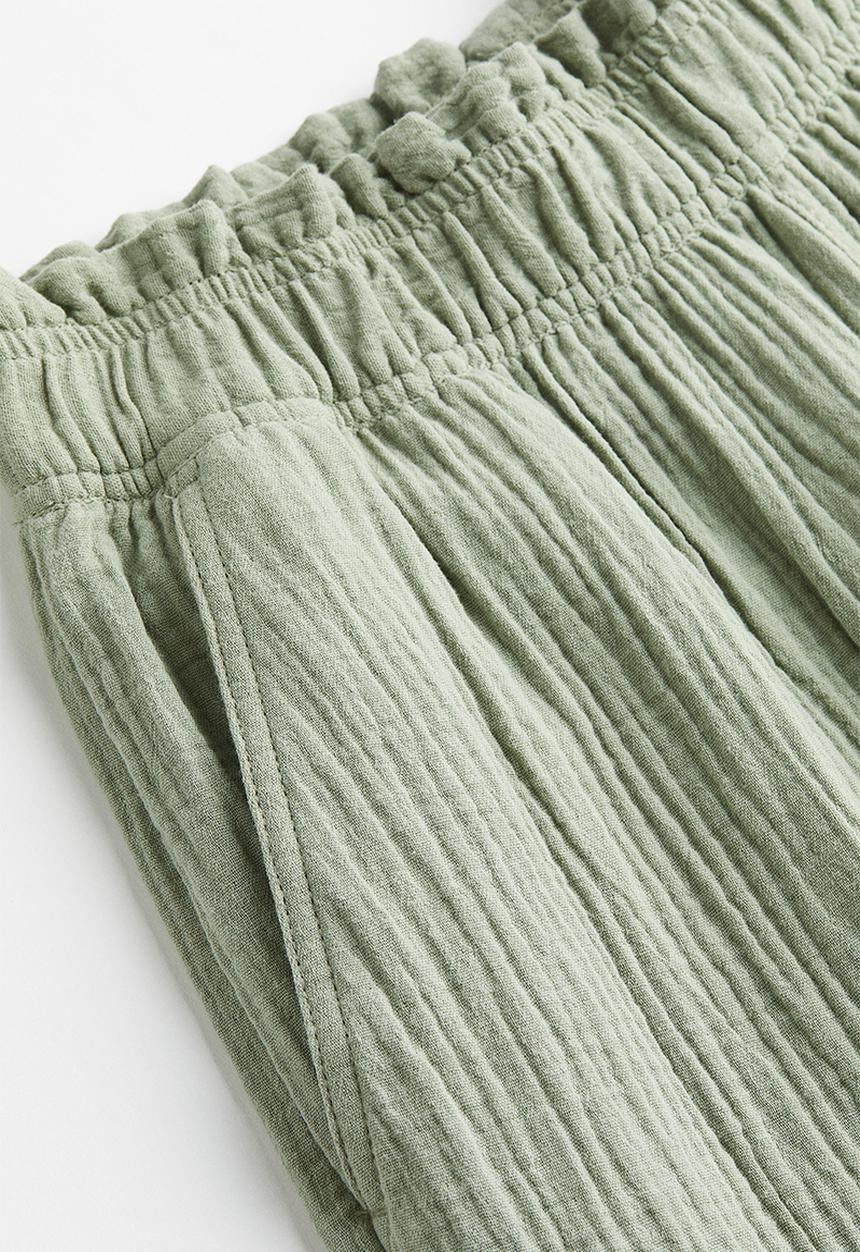 H&M - Paper bag trousers - Light khaki green