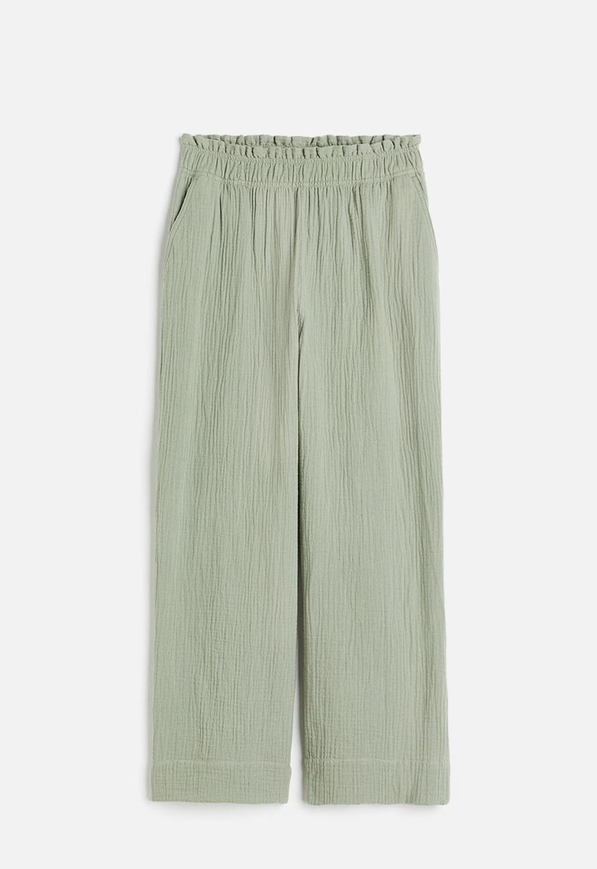 H&M - Paper bag trousers - Light khaki green