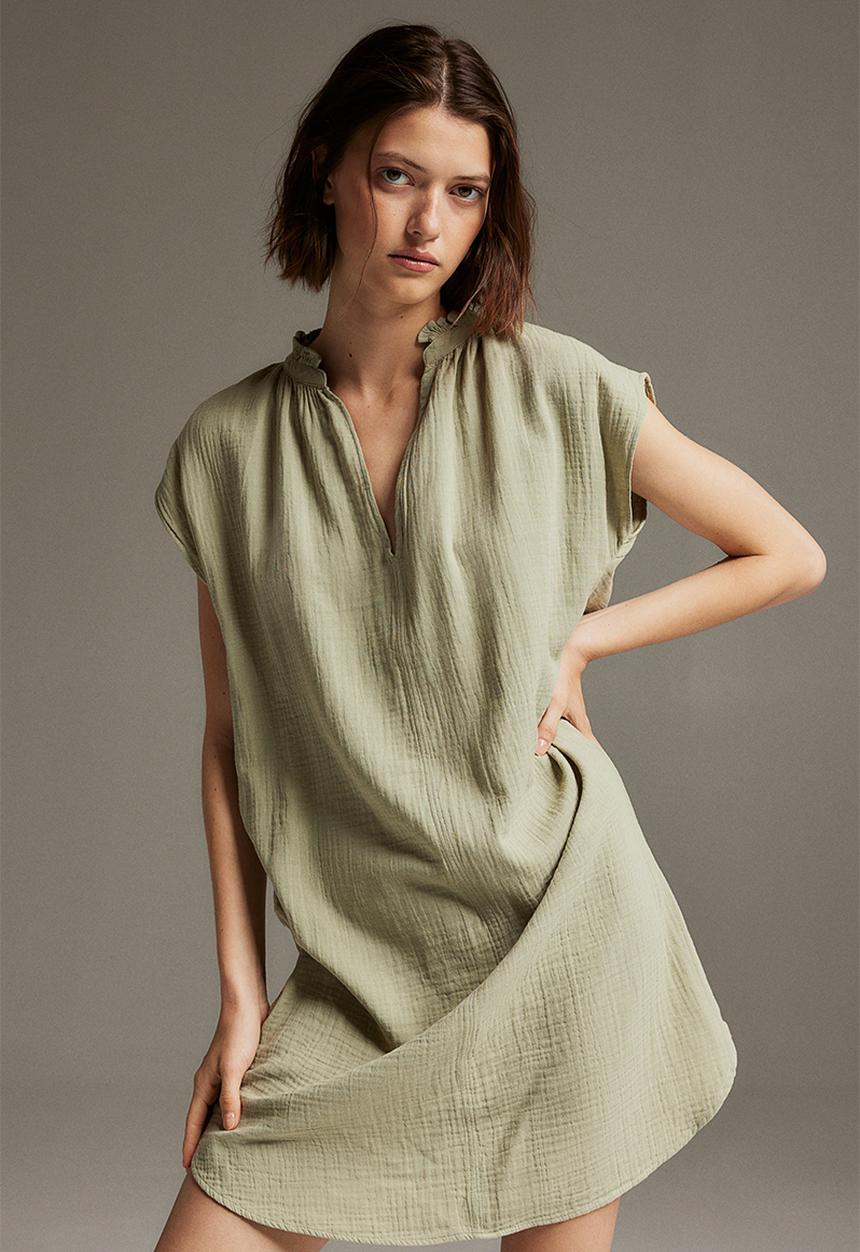 H&M - Muslin dress - Light khaki green