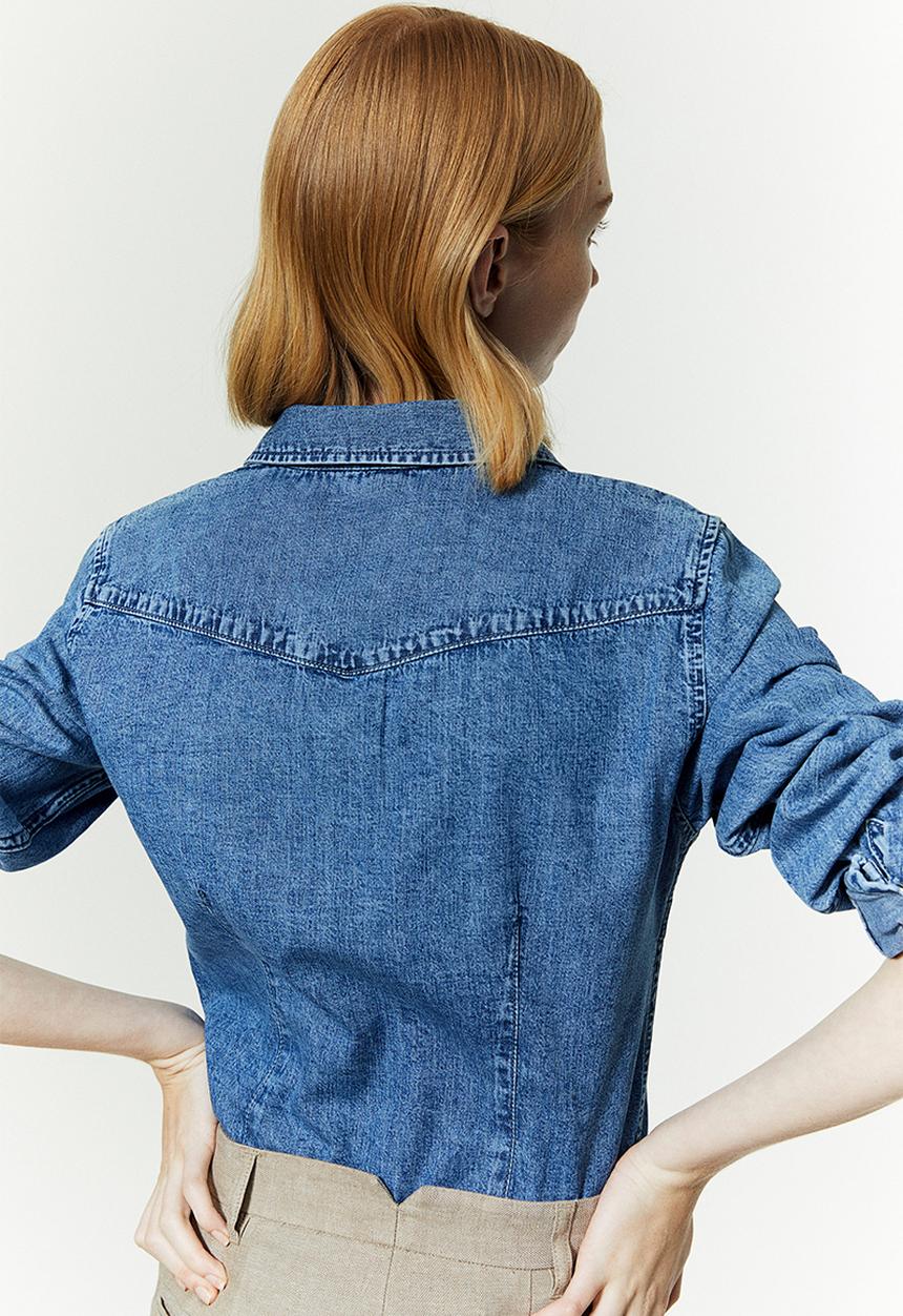 H&M - Slim-fit denim shirt - denim blue