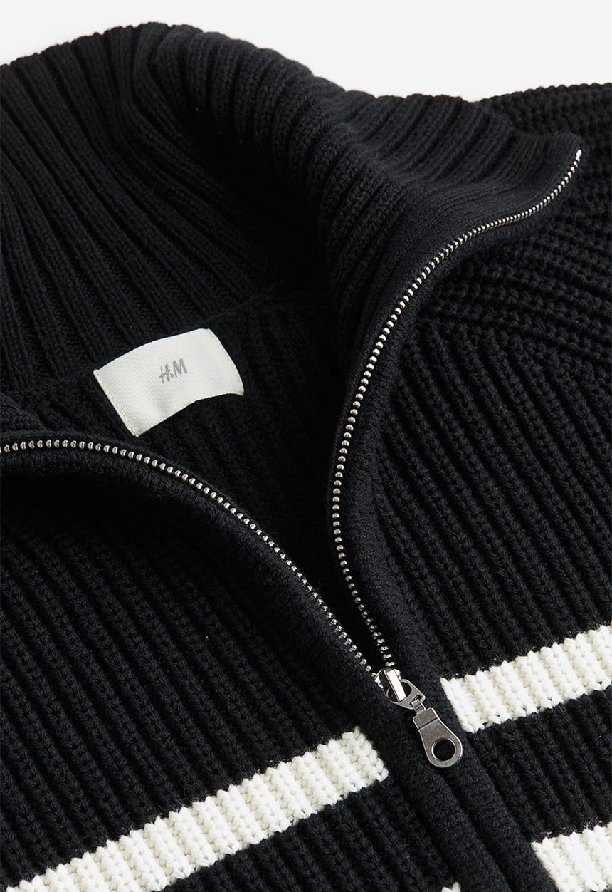 H&M - Rib-knit half-zip jumper - black