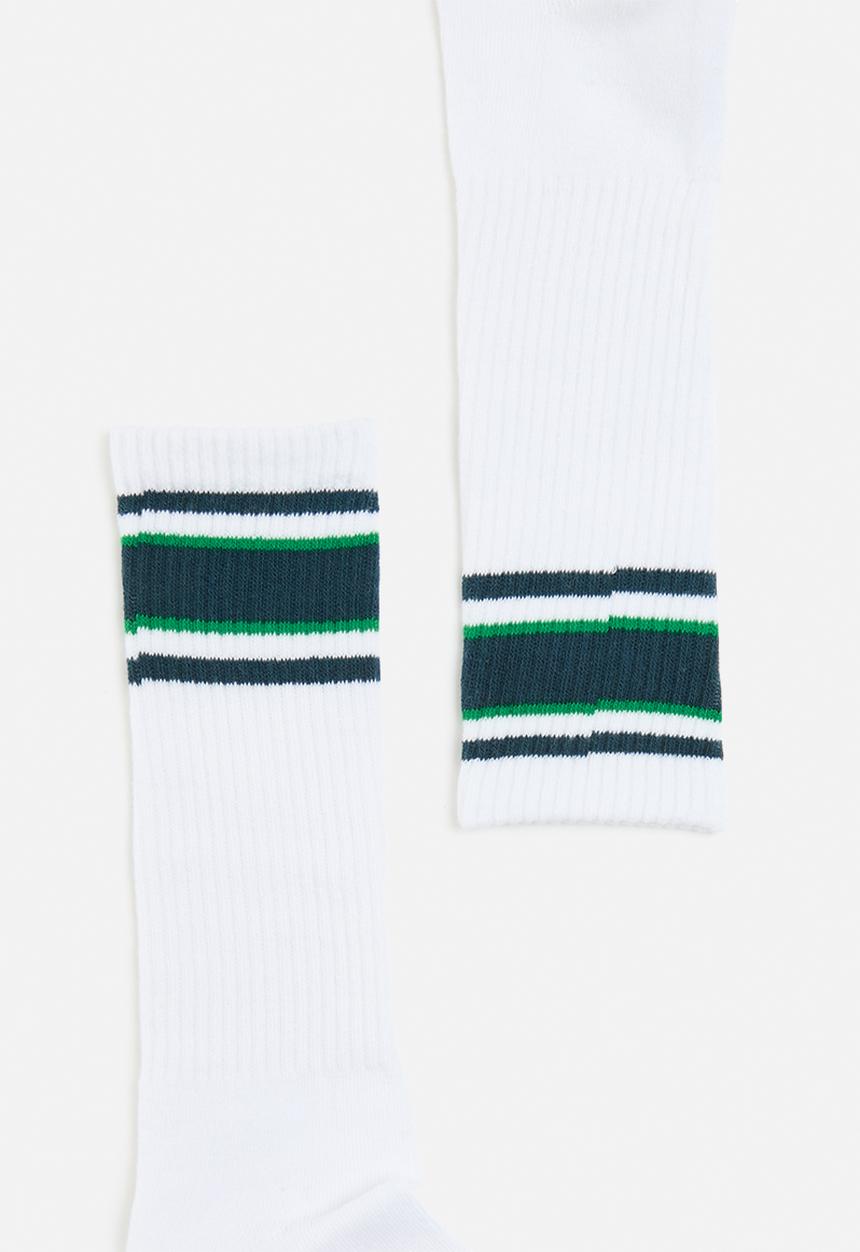 Cotton On - Active Tube Sock - White/ Midnight Sky/ Greenbriar