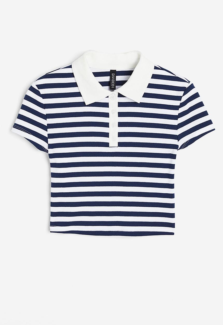 H&M - Cropped polo shirt - blue