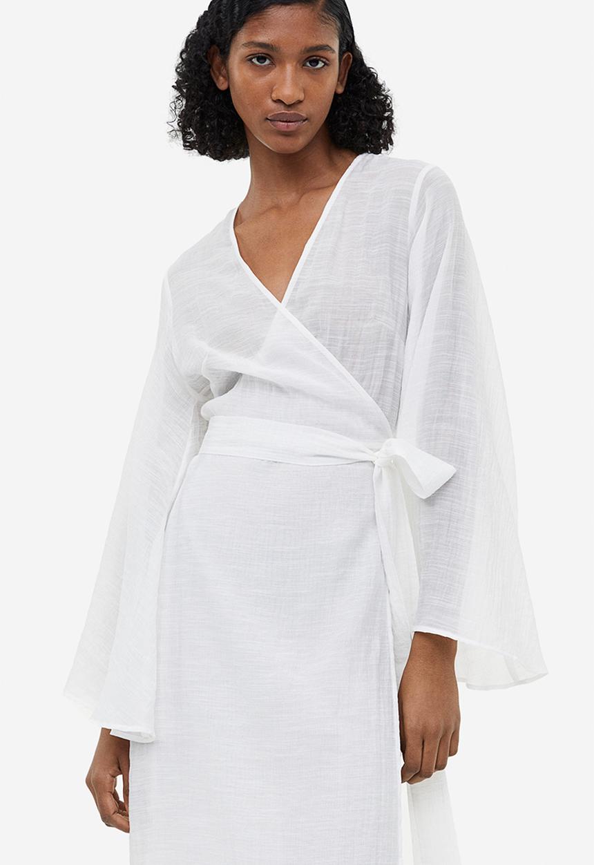 H&M - Long wrap dress - white
