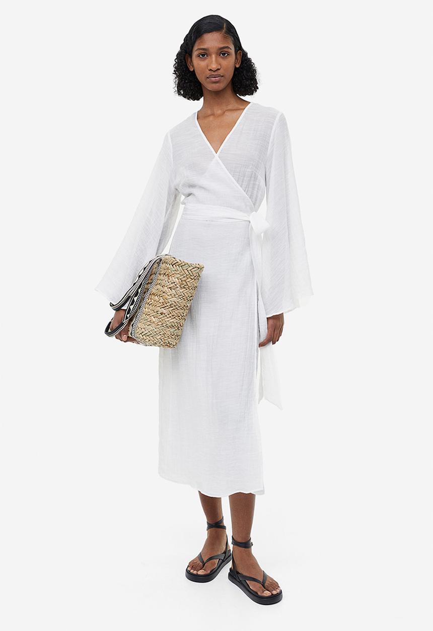 H&M - Long wrap dress - white