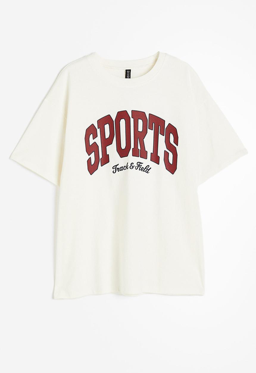 H&M - Oversized printed t-shirt - white, multi