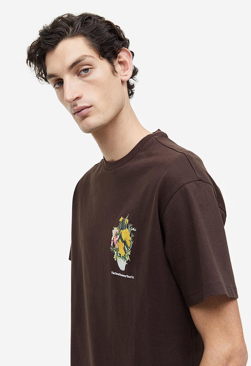H&M - Relaxed fit printed t-shirt - brown