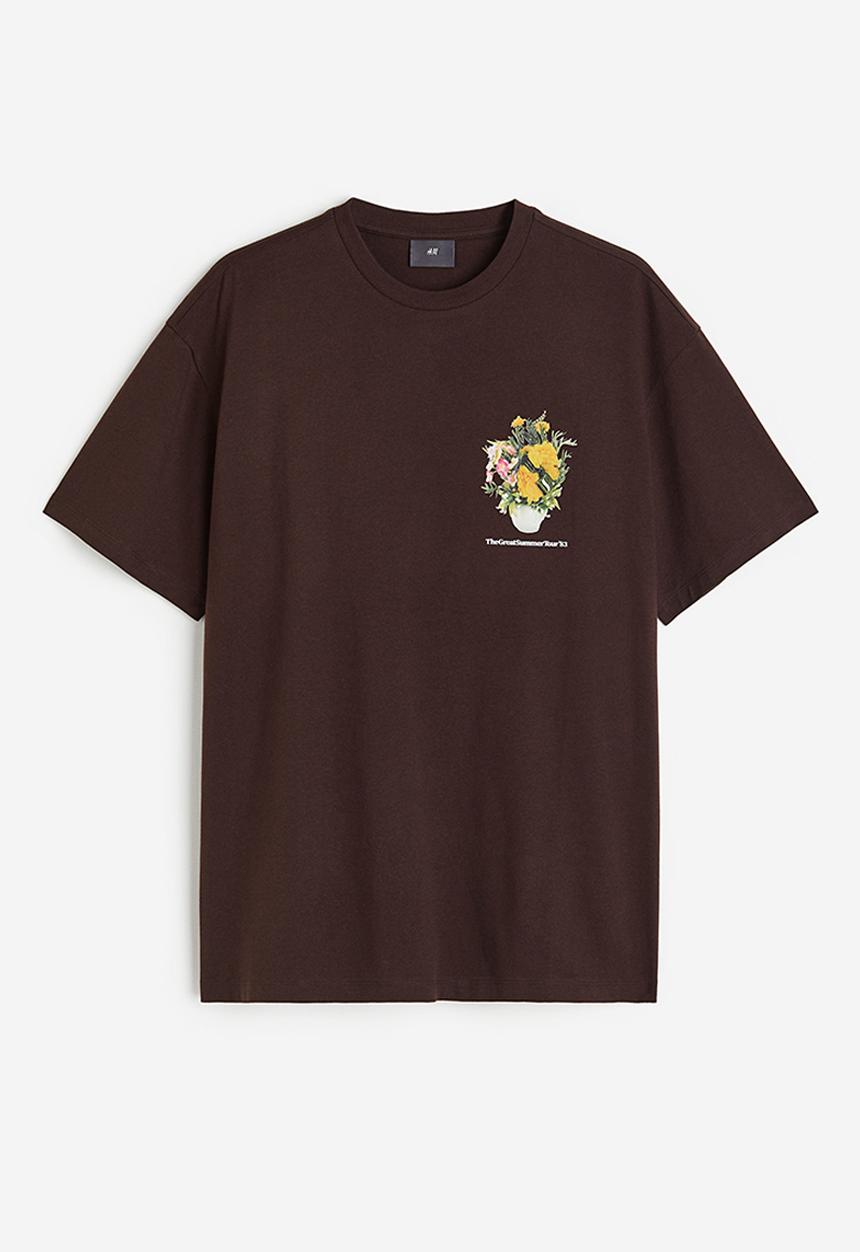 H&M - Relaxed fit printed t-shirt - brown