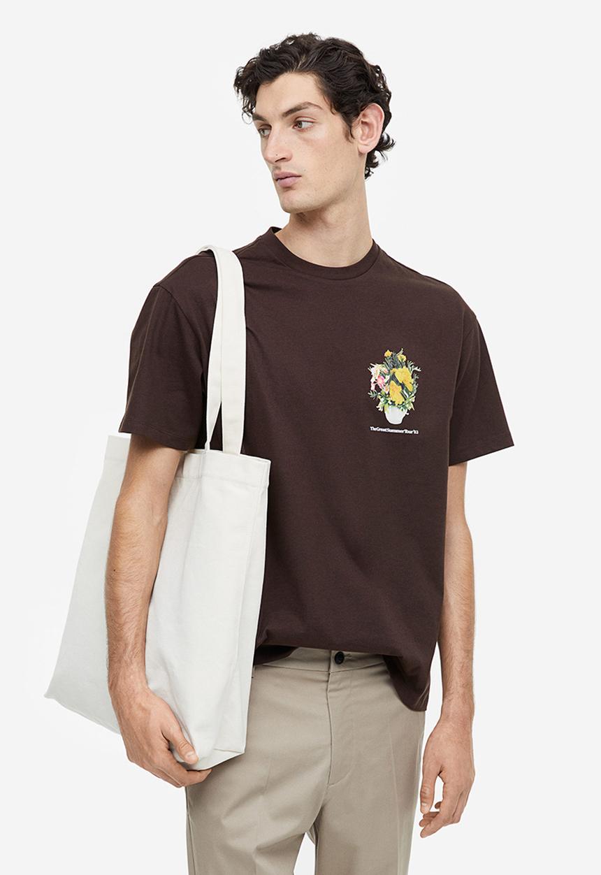 H&M - Relaxed fit printed t-shirt - brown