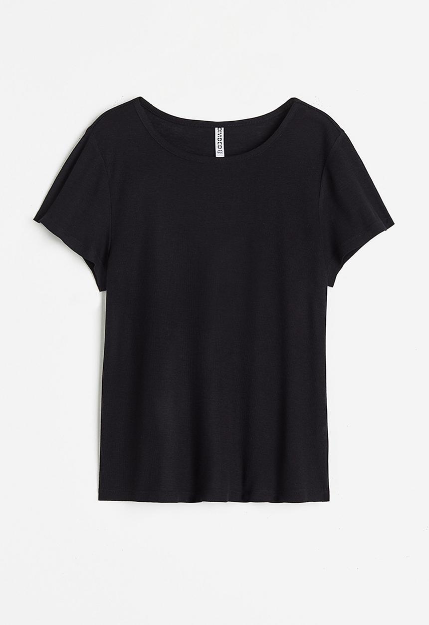 H&M - Ribbed t-shirt - black