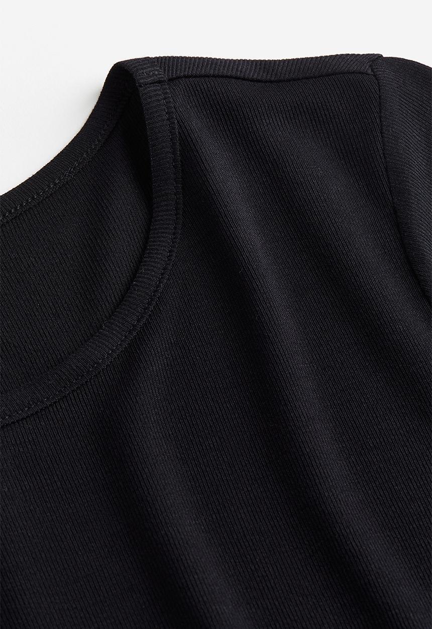 H&M - Ribbed t-shirt - black