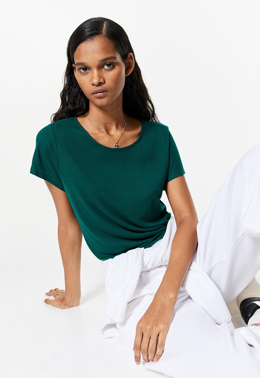H&M - Ribbed t-shirt - green