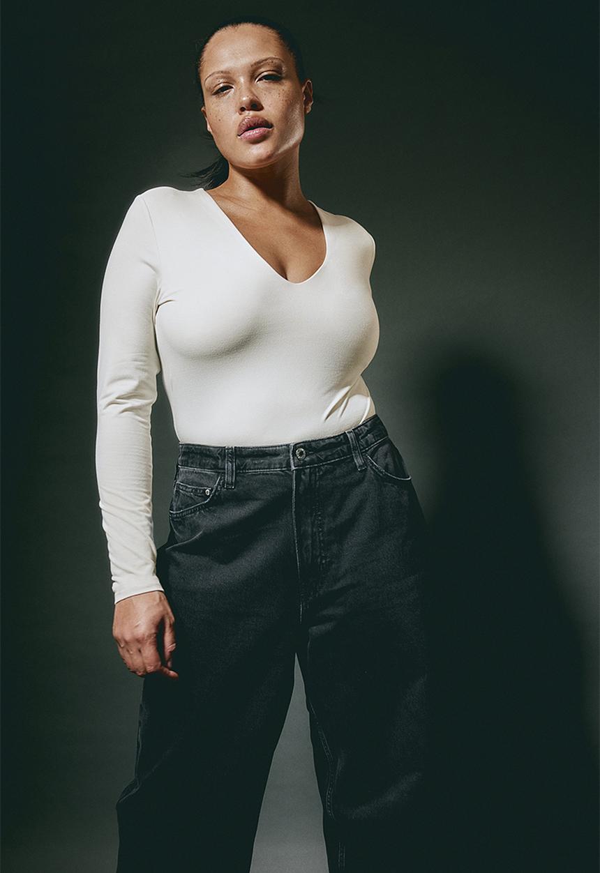 H&M - V-neck bodysuit - white