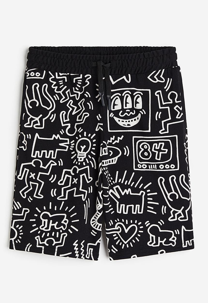 H&M - Printed sweatshorts - black