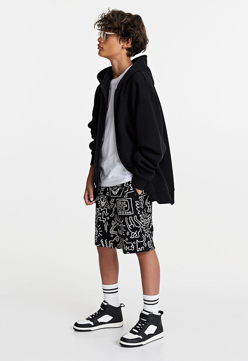 H&M - Printed sweatshorts - black