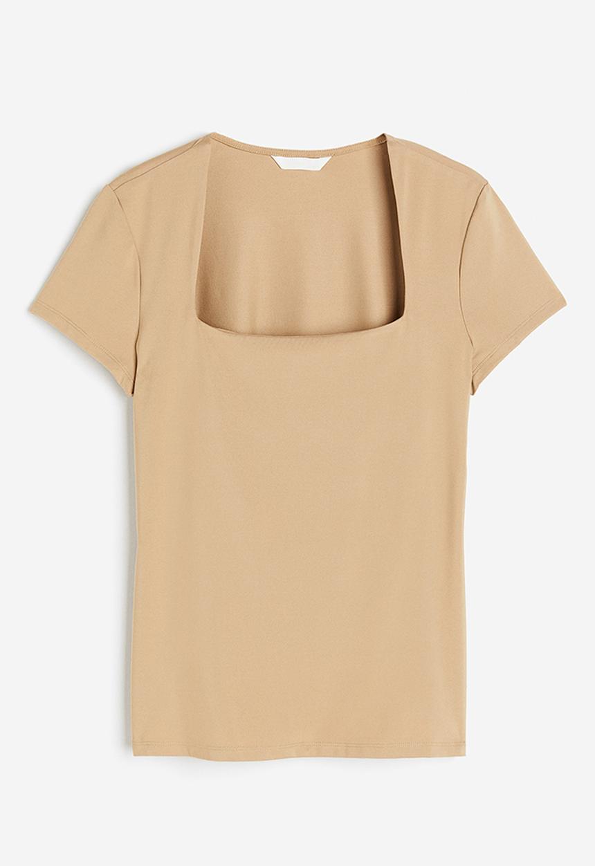 H&M - Square-neck top - beige