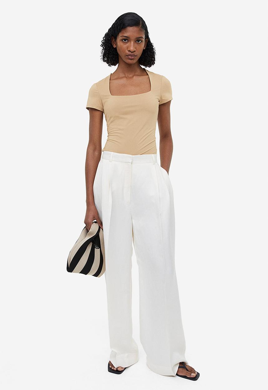H&M - Square-neck top - beige