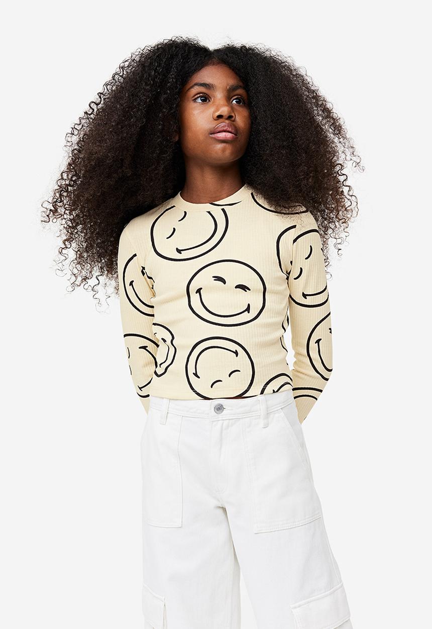 H&M - Printed jersey top - yellow