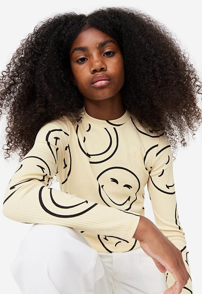 H&M - Printed jersey top - yellow